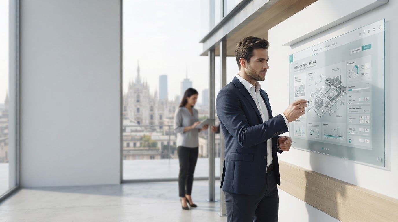 Largo Tasadan, rappresentazione visiva di flussi di dati finanziari analizzati dall'intelligenza artificiale